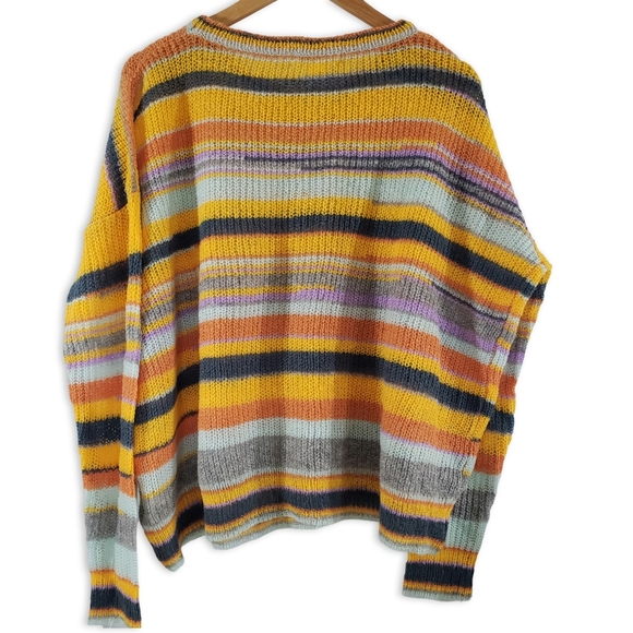 EUC Avantlook Lightweight Multicolor Stripe Oversized Sweater Drop Shoulder Sz S - Picture 3 of 12